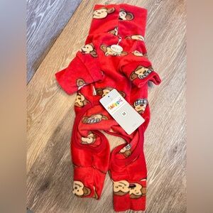 NWT Klippo Silly Monkey‎ Fleece pajamas Size Medium Turtleneck leash ring